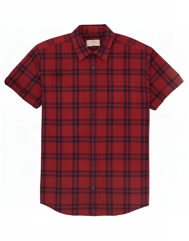 Jack & Jones muška košulja kratkih rukava Srednje crveno karirani pamuk