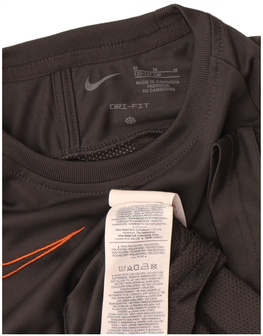 Nike Boys Dri Fit T-Shirt Top 10-11 Years Medium Gray Poliester
