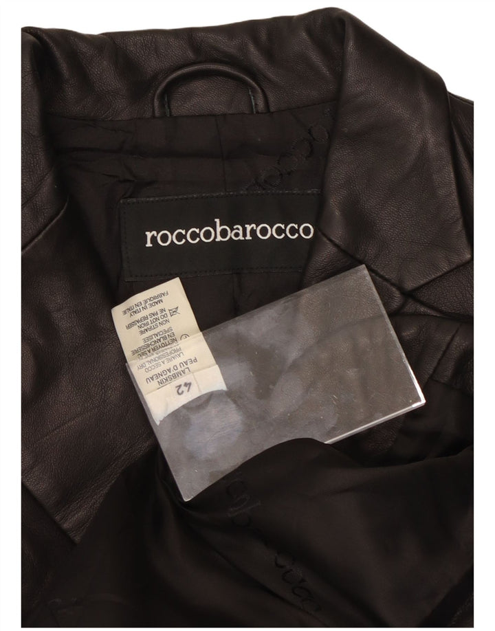 ROCCOBAROCCO Ženska jakna sa 2 gumba IT 42 Srednja crna koža