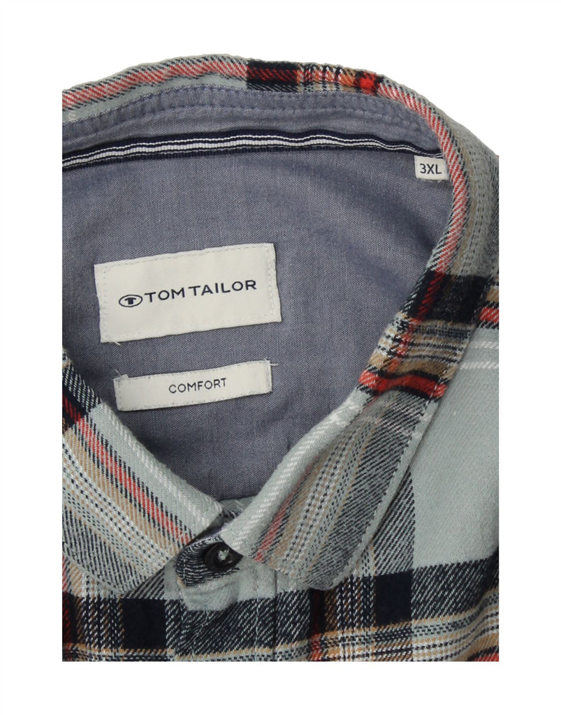 TOM TAILOR Mens Comfort Fit Flannel Shirt 3XL Blue Check Cotton Vintage Tom Tailor and Second-Hand Tom Tailor from Messina Hembry 