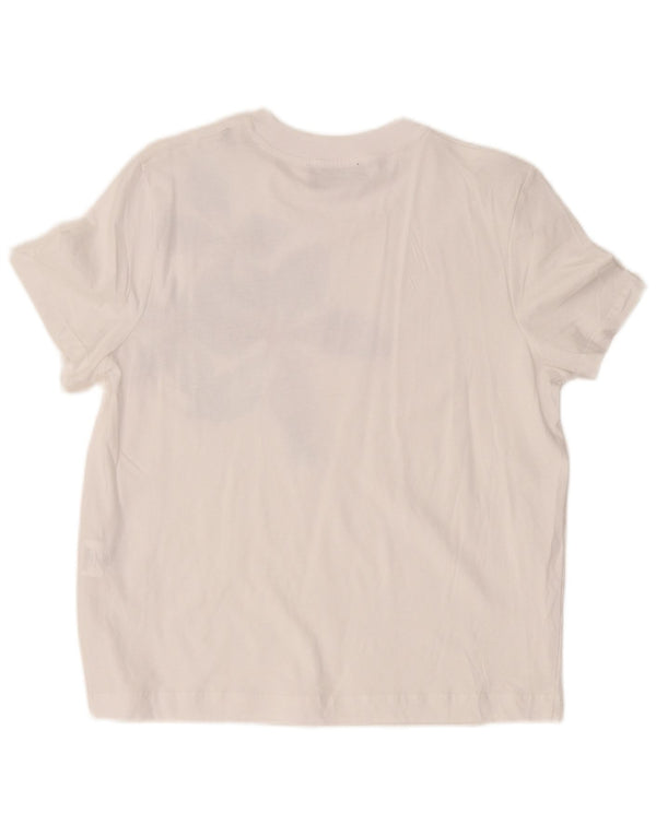 Les Copains Womens Graphic T-Shirt Top UK 14 Medium White Floral Cotton