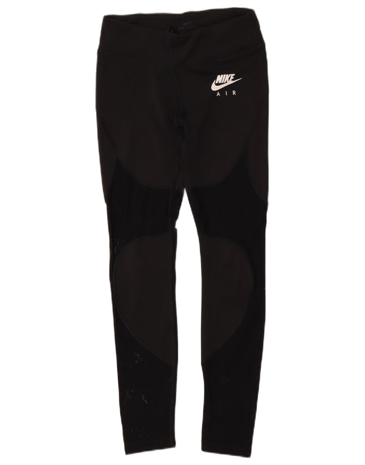 NIKE Womens Dri Fit Leggings UK 8 Small  Black Colourblock Polyester