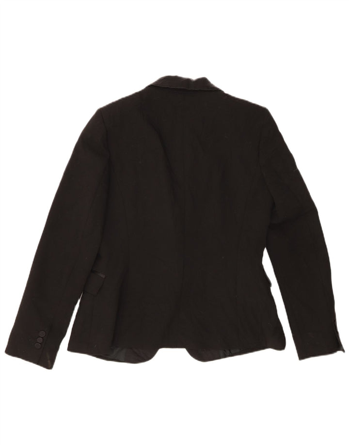 ZARA Womens 1 Button Blazer Jacket UK 14 Large Black Viscose