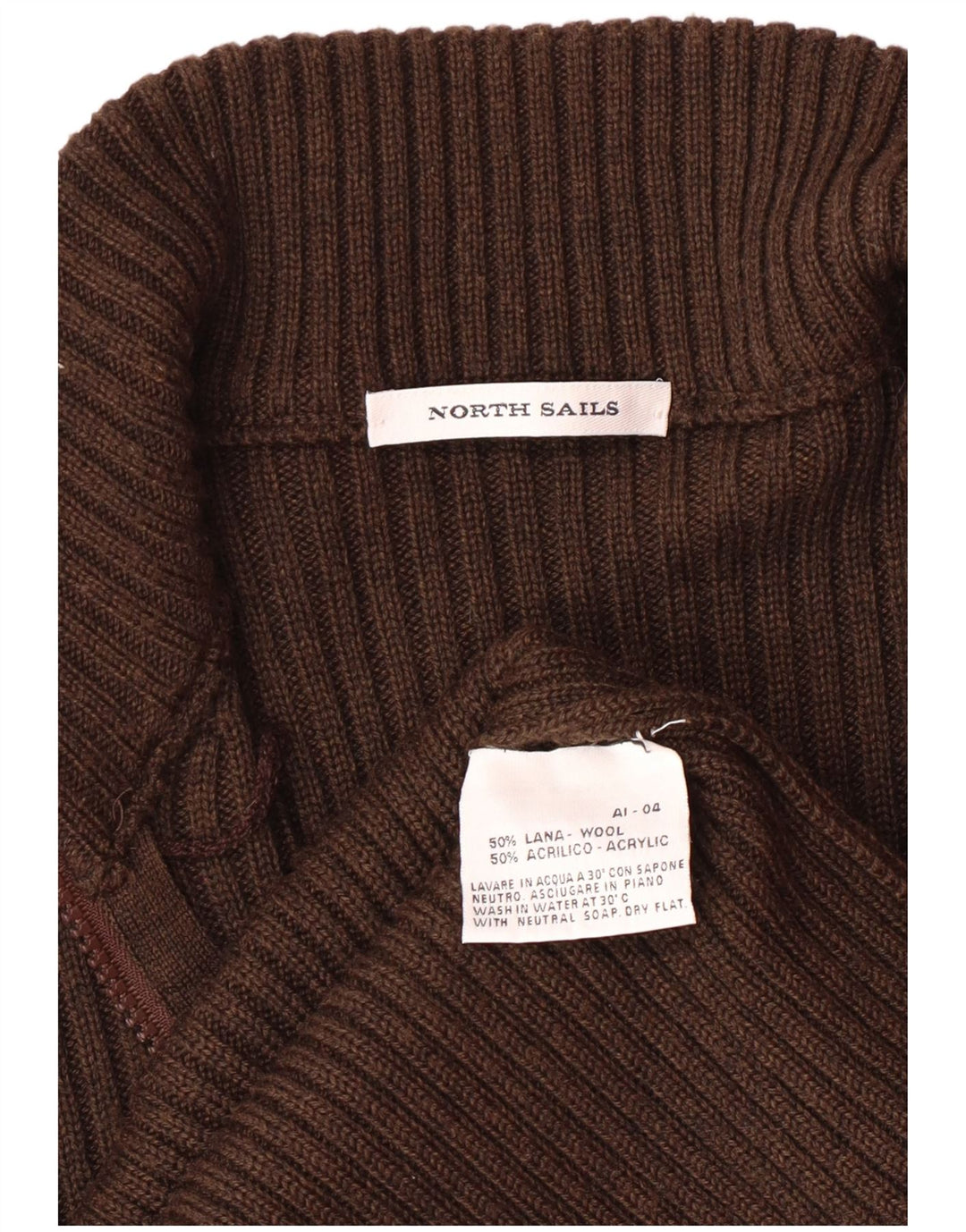 Mali smeđi vuneni muški džemper s grafičkim crtama North Sails