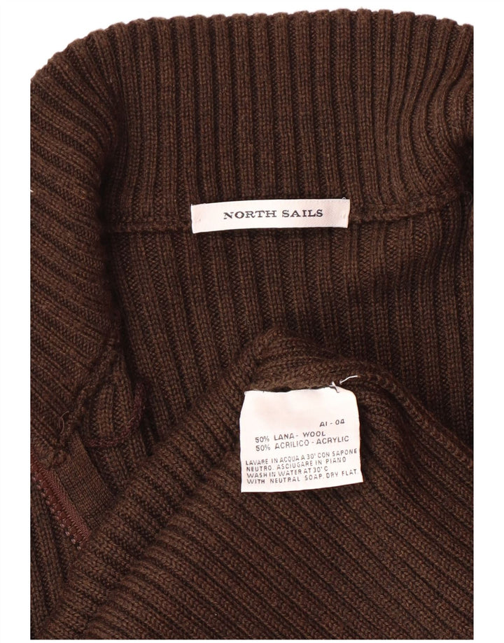 Mali smeđi vuneni muški džemper s grafičkim crtama North Sails