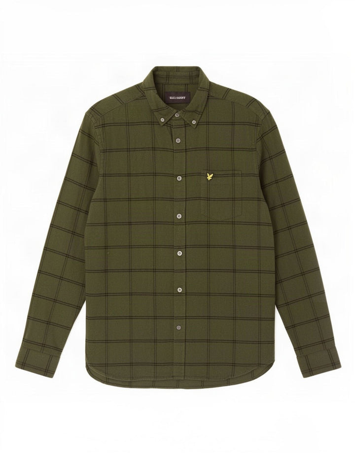 Muška flanelska košulja Lyle & Scott, srednji kaki karirani pamuk