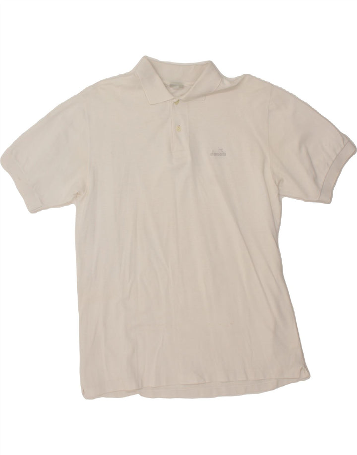 DIADORA Mens Polo Shirt Medium White Vintage Diadora and Second-Hand Diadora from Messina Hembry 