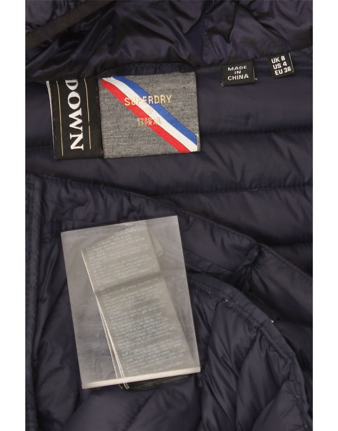 SUPERDRY ženska podstavljena jakna s kapuljačom UK 8 Mala tamnoplava najlonska