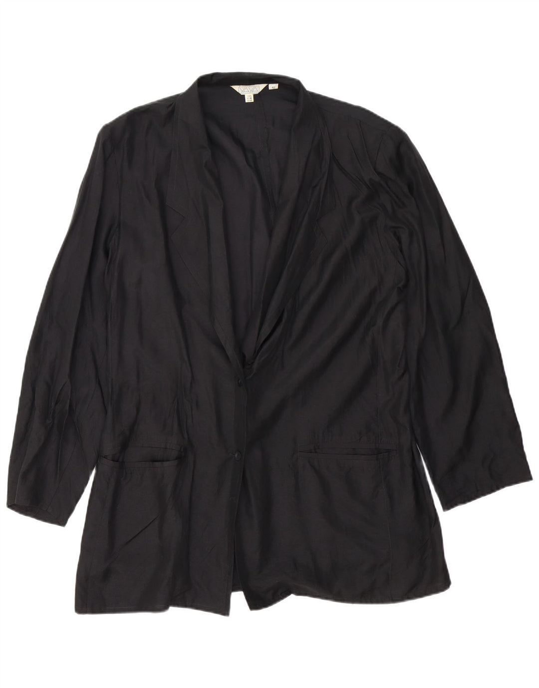 VINTAGE Ženska jakna sa 2 gumba EU 42 velika crna svila