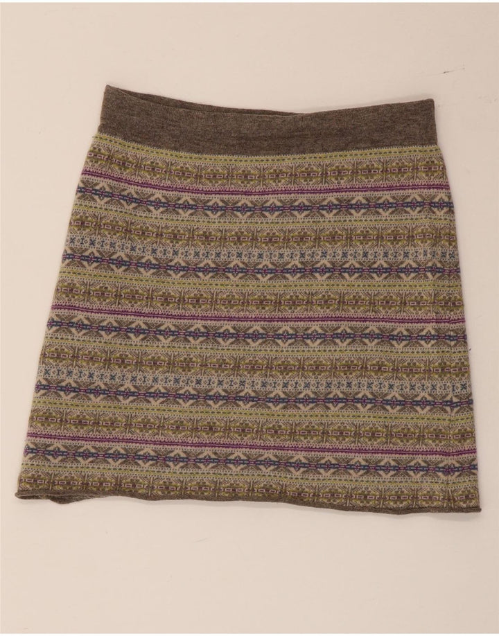 Bijela ženska pletena mini suknja UK 8 Mala W30 Višebojna Fair Isle