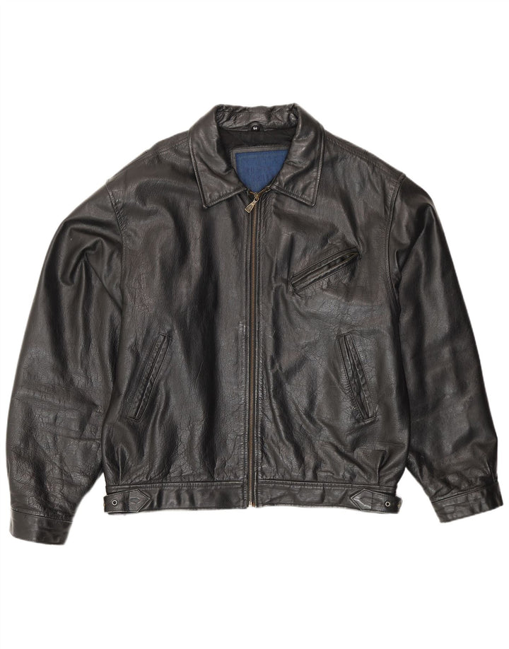 Vintage muška bomber kožna jakna IT 54 2XL crna koža