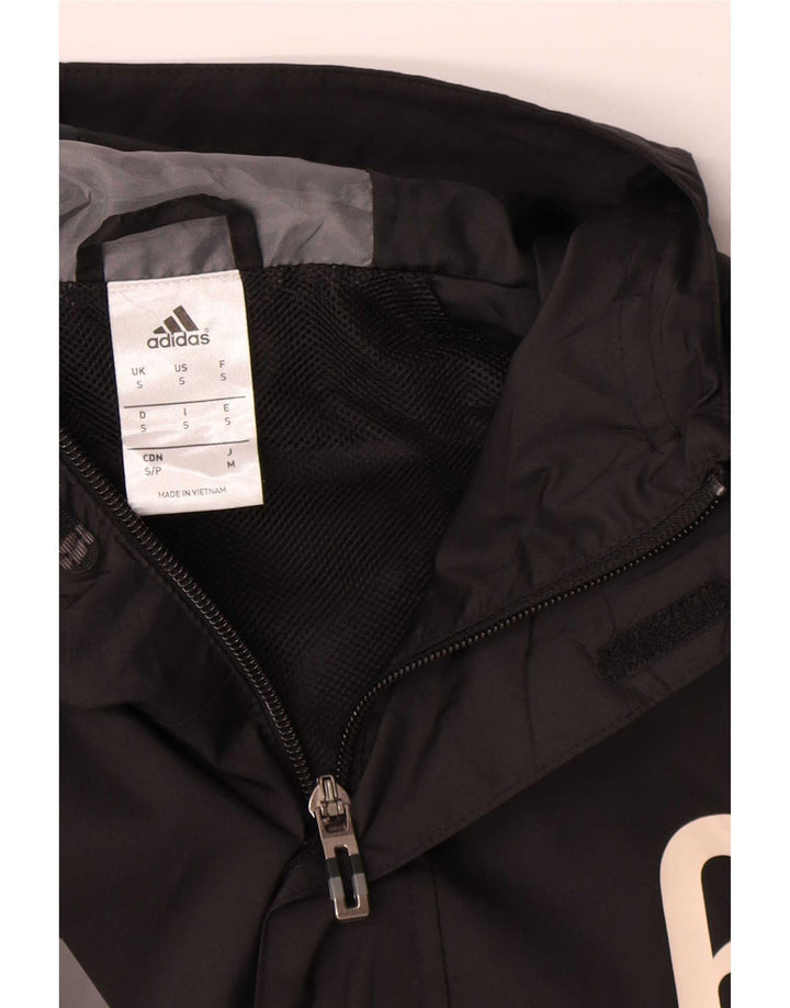 Adidas muška kišna jakna s kapuljačom s grafičkim motivima UK 36 mala crna poliesterska