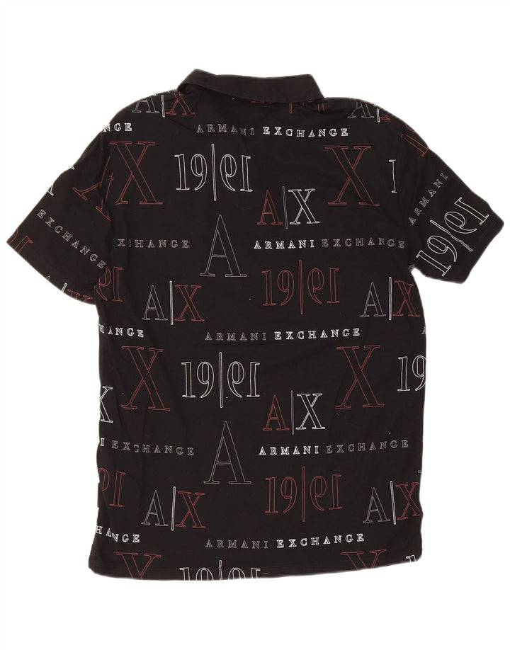Armani Exchange muška polo majica s grafikom Mala crna pamučna