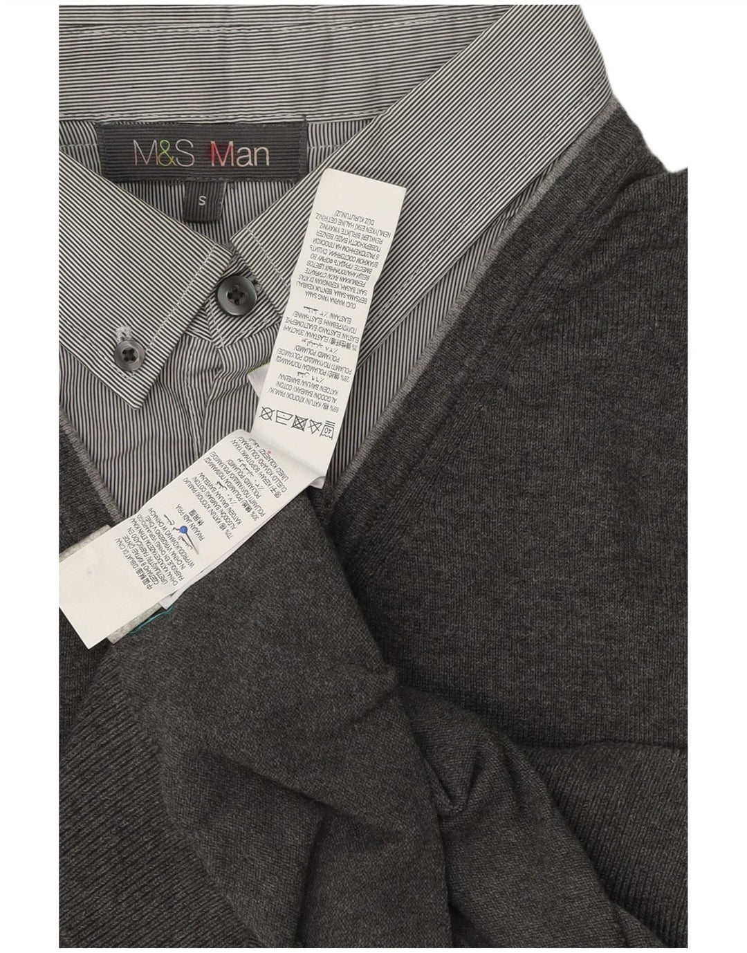 Marks & Spencer muški pulover s polo ovratnikom Mali sivi pamuk