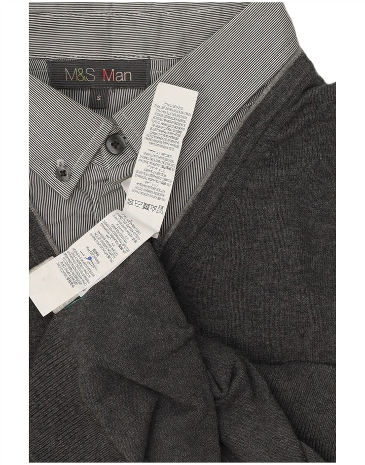 Marks & Spencer muški pulover s polo ovratnikom Mali sivi pamuk
