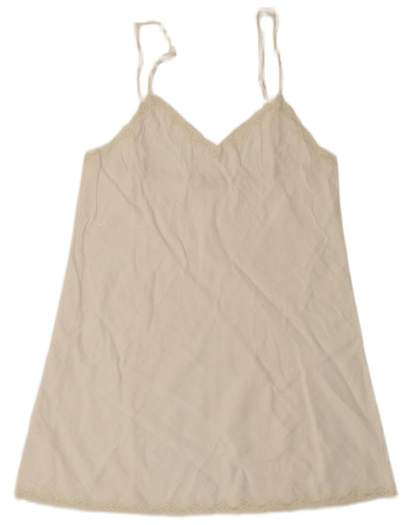Vintage ženska mini slip haljina UK 10 Mala bijela