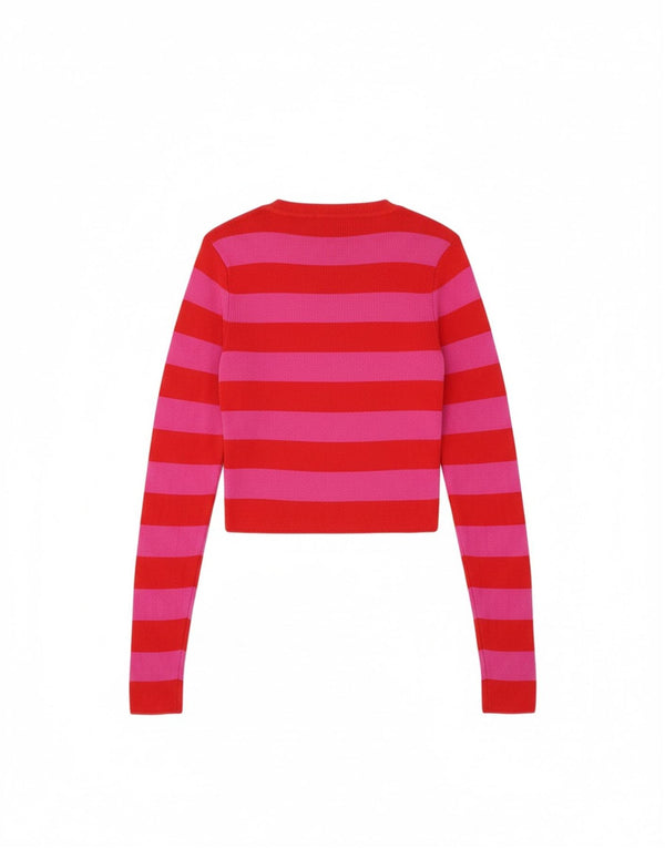 Zara ženski pulover s kratkim izrezom UK 8 na male ružičaste pruge