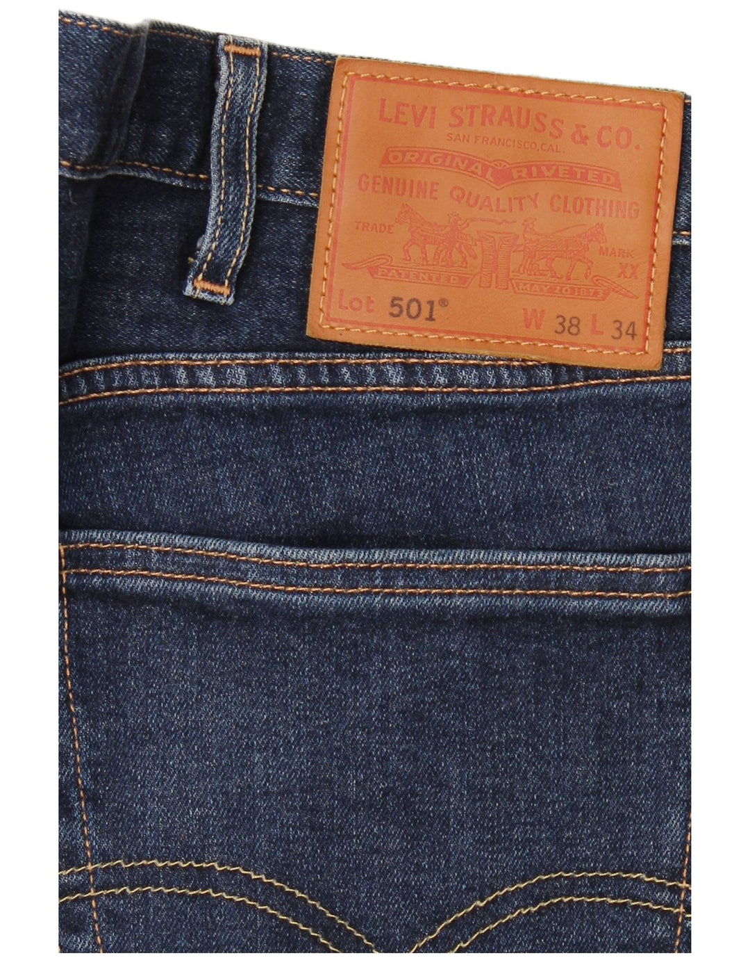 LEVI'S muške 501 ravne traperice W38 L34 tamnoplavi pamuk