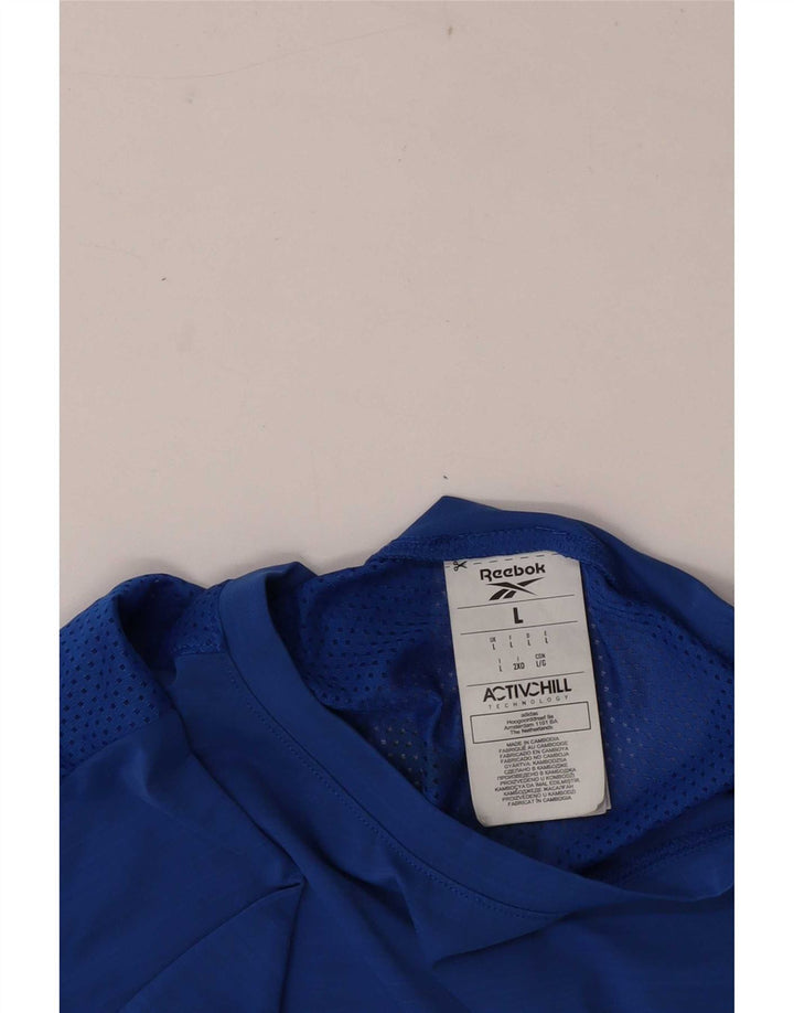 Reebok muška visoka grafička majica kratkih rukava velika plava najlonska majica