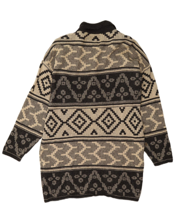 Vintage ženska džemper haljina dugih rukava UK 18 XL siva geometrijska vuna