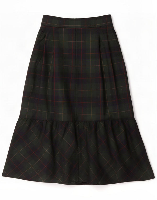 Vintage Womens A-Line Skirt IT 42 Medium W28 Green Plaid Wool