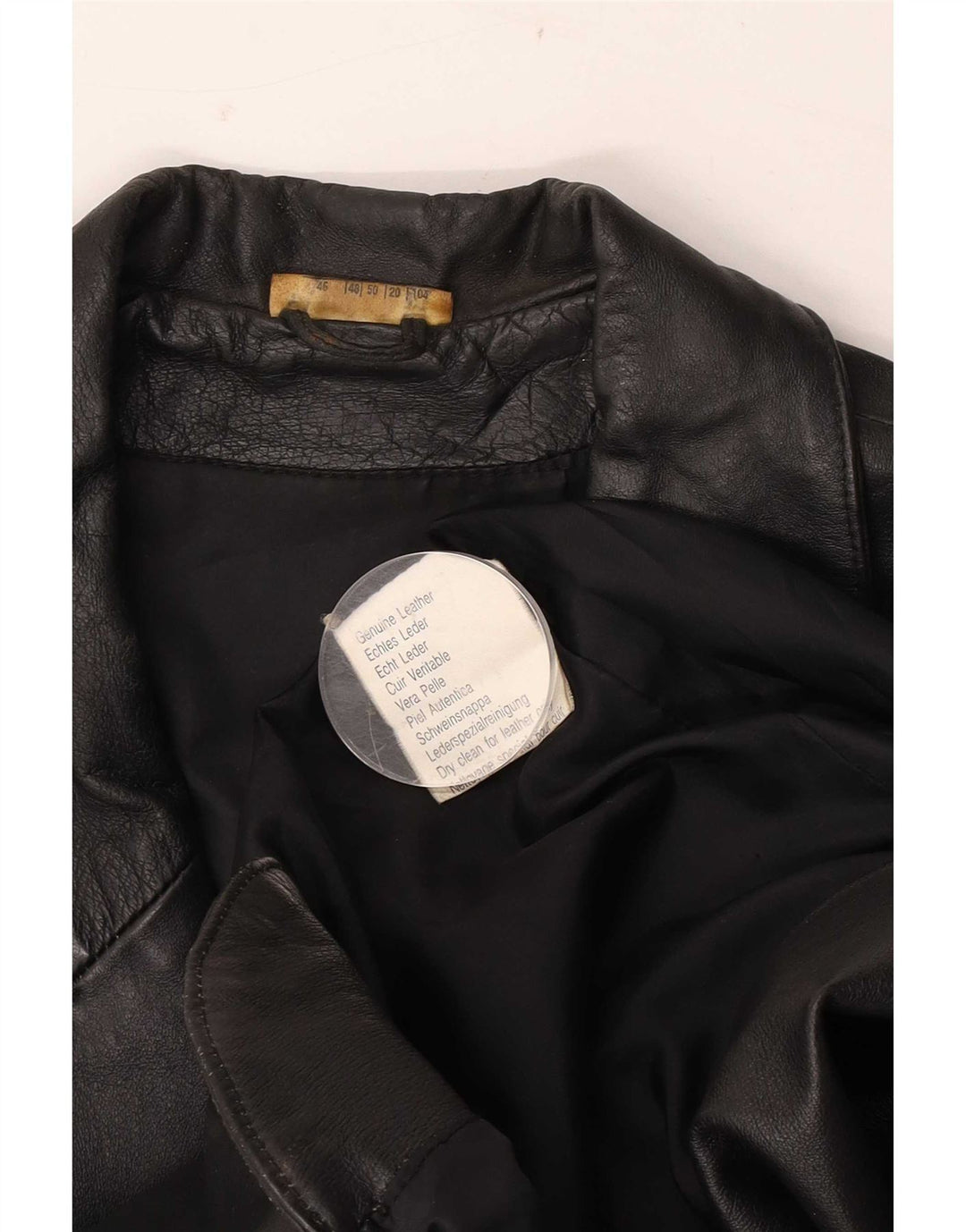 Vintage ženska kožna jakna sa 3 gumba UK 20 2XL crna kožna