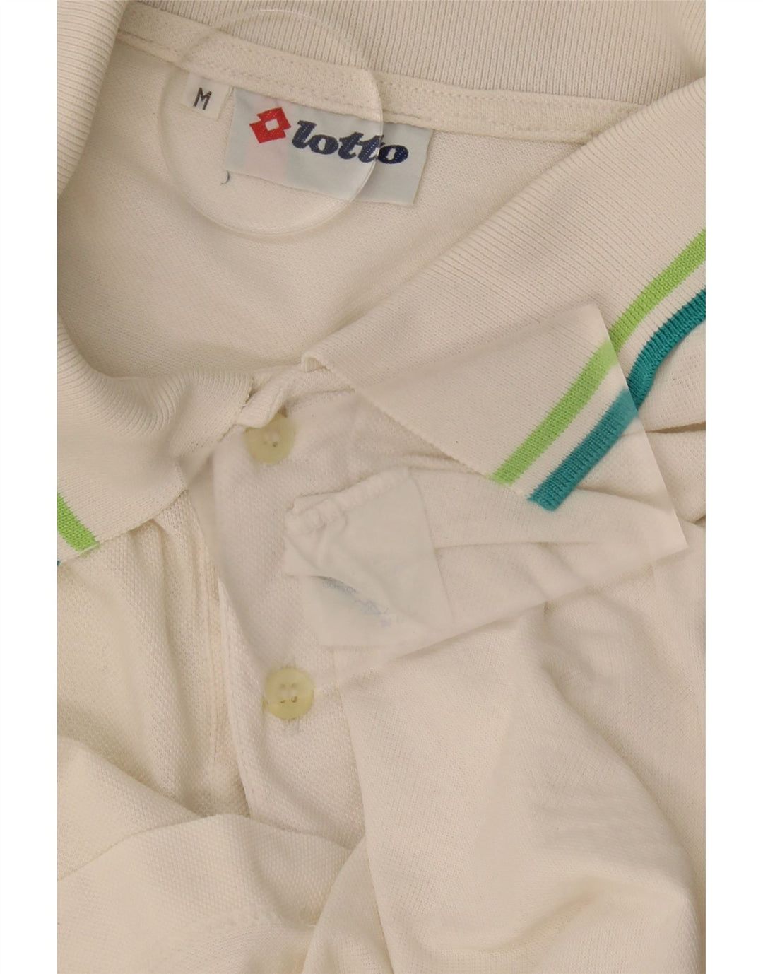 LOTTO Mens Polo Shirt Medium Off White Cotton Vintage Lotto and Second-Hand Lotto from Messina Hembry 
