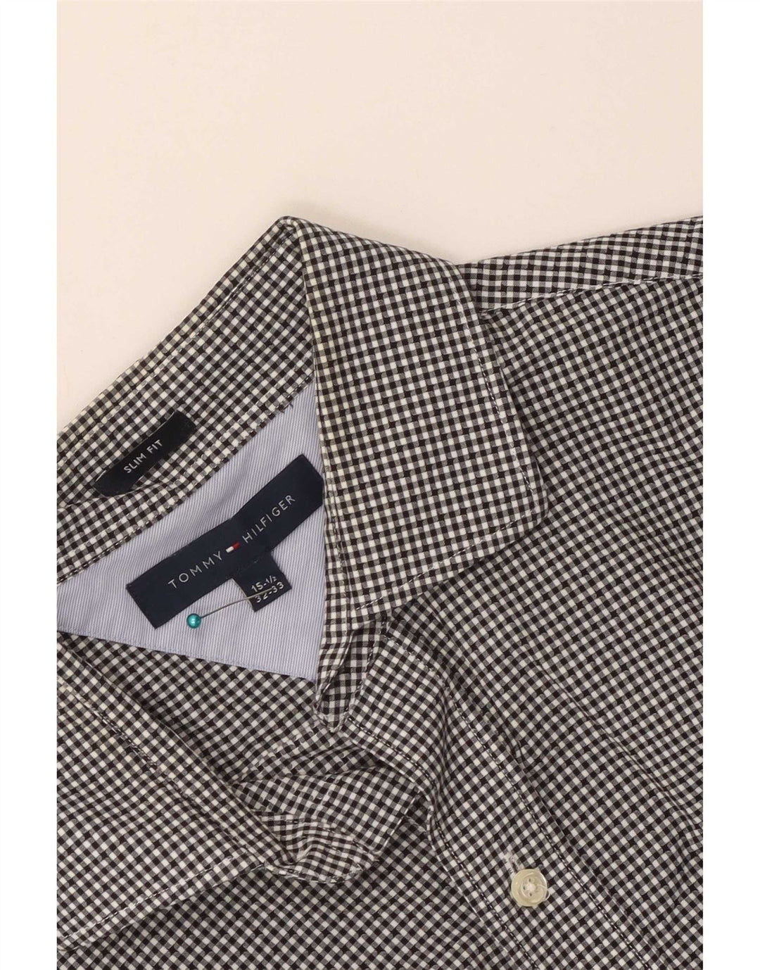 Tommy Hilfiger muška uska košulja veličina 15 1/2 srednje crna gingham