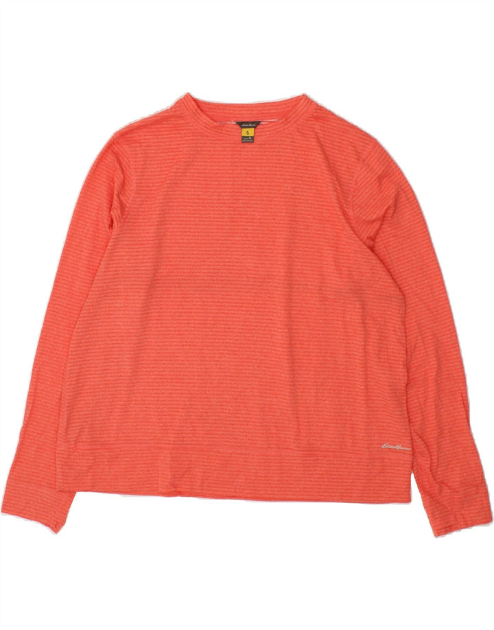 EDDIE BAUER Womens Top Long Sleeve UK 18 XL Orange Striped Polyester Vintage Eddie Bauer and Second-Hand Eddie Bauer from Messina Hembry 