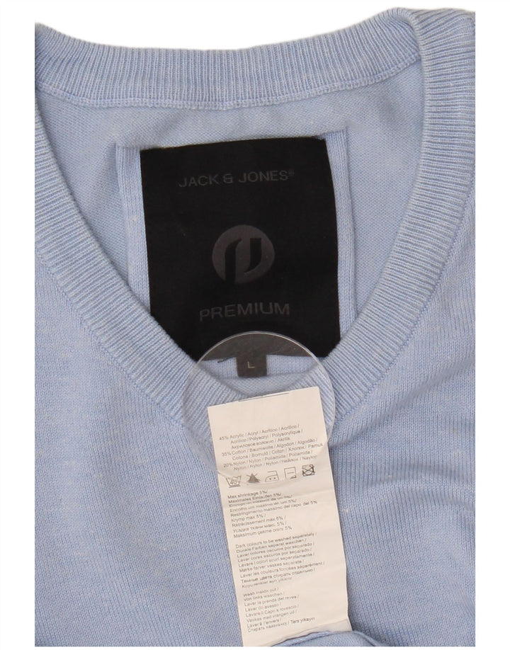 JACK & JONES Muški pulover s V-izrezom Veliki plavi akril