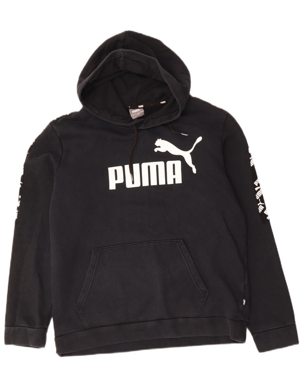 Puma muška majica s kapuljačom srednje veličine, crni pamuk