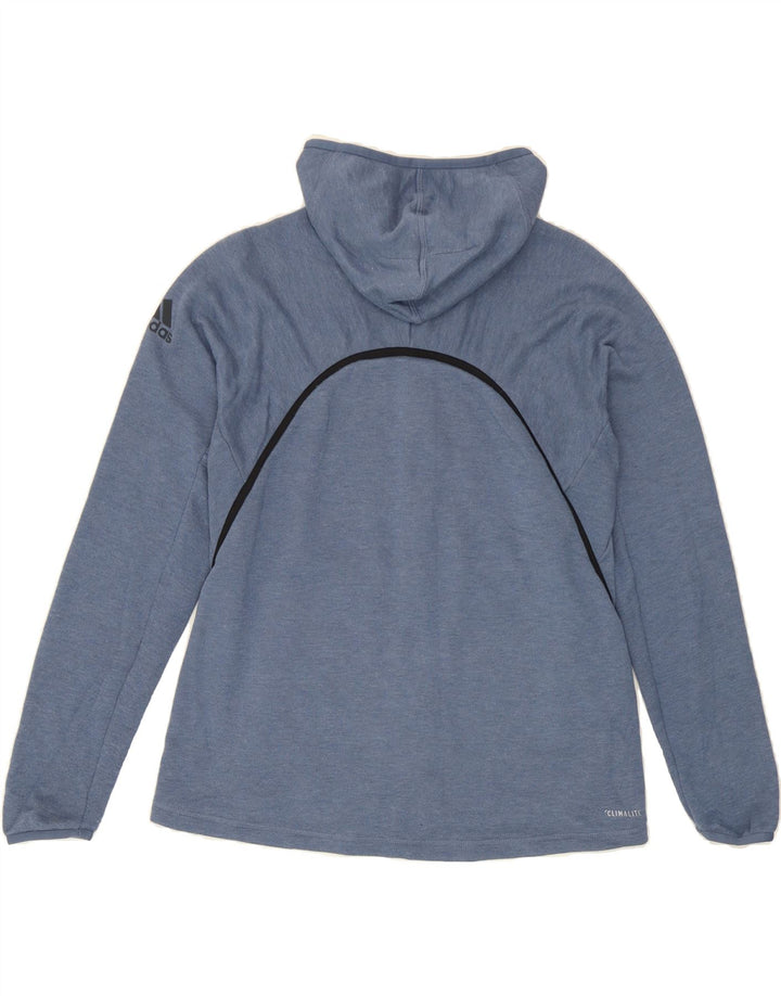 ADIDAS Womens Climalite Zip Hoodie Sweater UK 12/14 Medium Blue Polyester Vintage Adidas and Second-Hand Adidas from Messina Hembry 