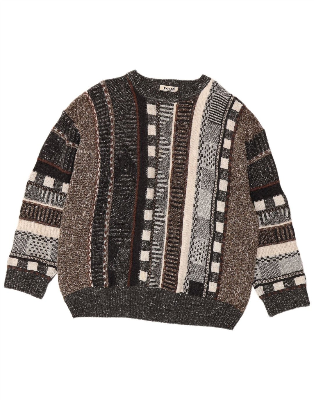 VINTAGE muški džemper s okruglim izrezom UK 44 XL na višebojne pruge