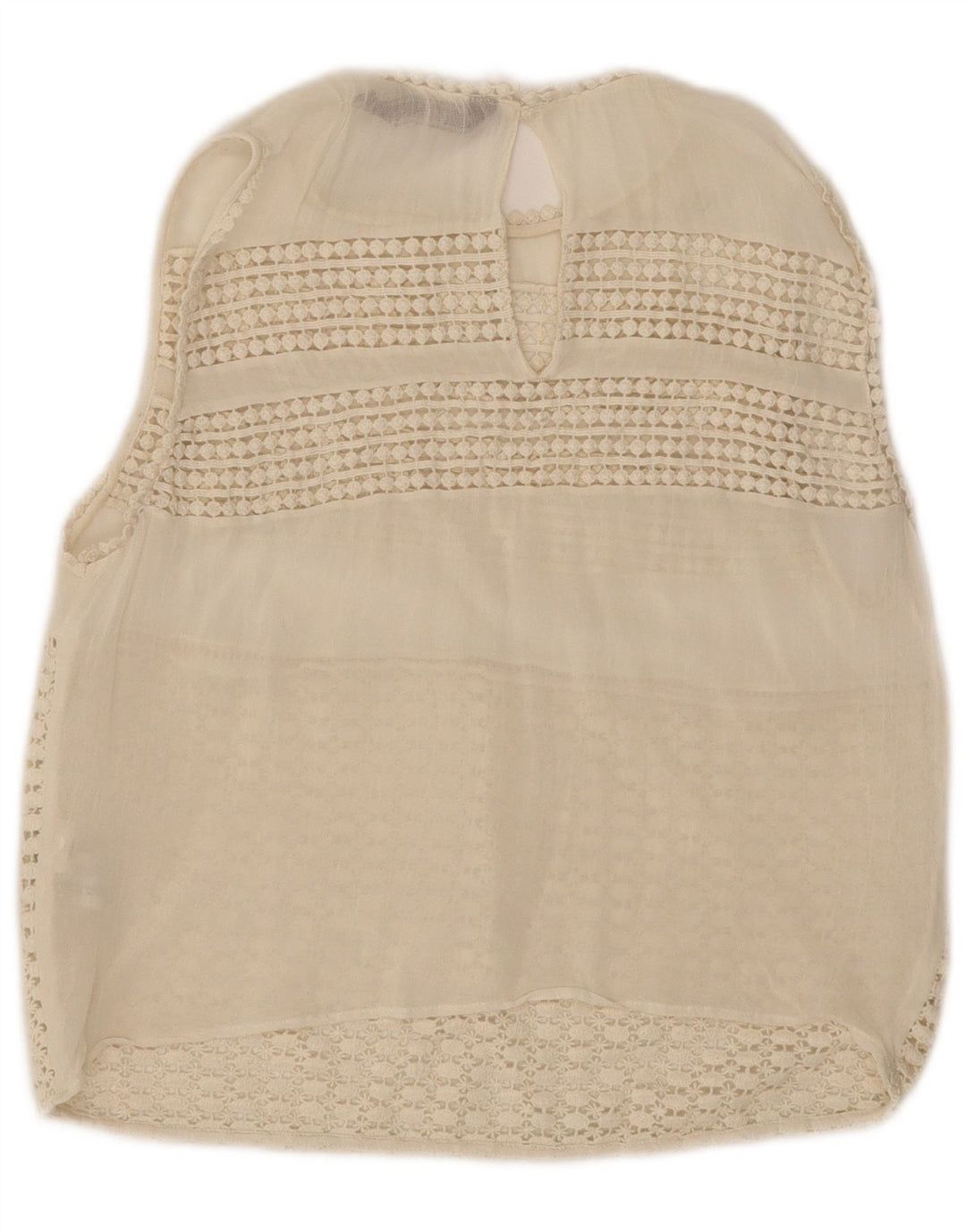Zara ženska vrhunska čipkasta bluza bez rukava UK 12 Srednje bijeli poliester