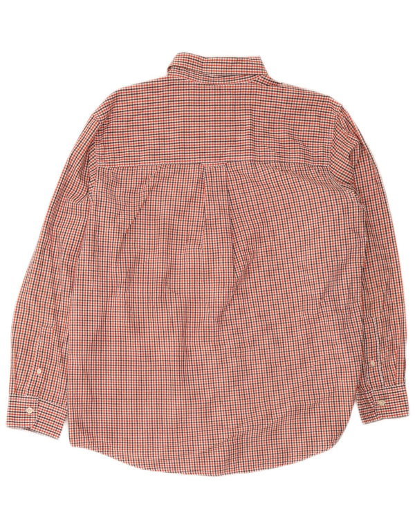 Chaps Mens Easy Care Shirt Large Red Gingham Pamuk