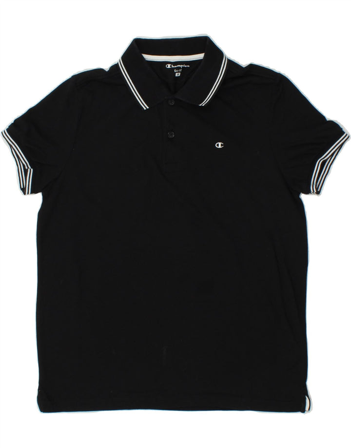 CHAMPION Mens Easy Fit Polo Shirt Medium Black Cotton Vintage Champion and Second-Hand Champion from Messina Hembry 