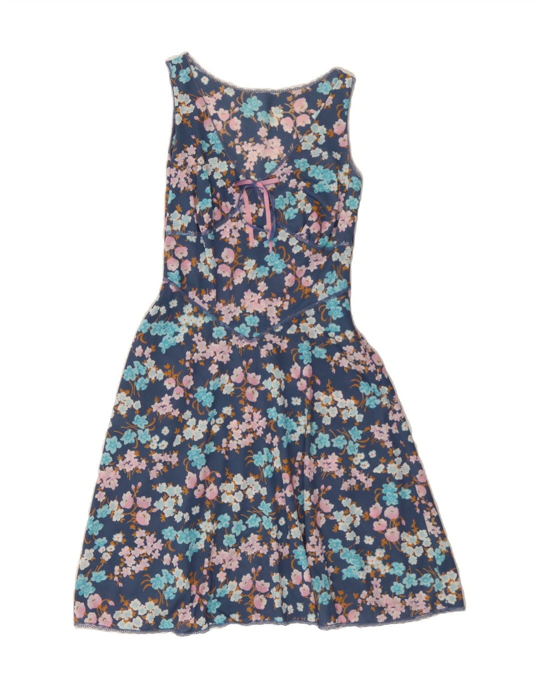 VINTAGE Womens 2 Piece Set UK 10 Small Navy Blue Floral Vintage Vintage and Second-Hand Vintage from Messina Hembry 