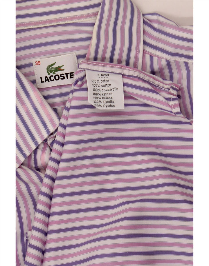 LACOSTE Muška košulja, veličina 39, pamuk srednje ljubičaste pruge