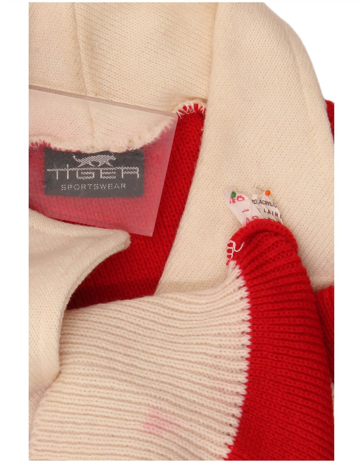 VINTAGE ženski džemper s polo ovratnikom IT 48 XL Crveni akril u boji