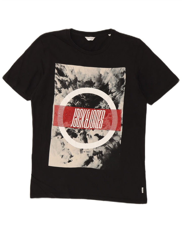 JACK & JONES Muška majica kratkih rukava srednje veličine, crni pamuk