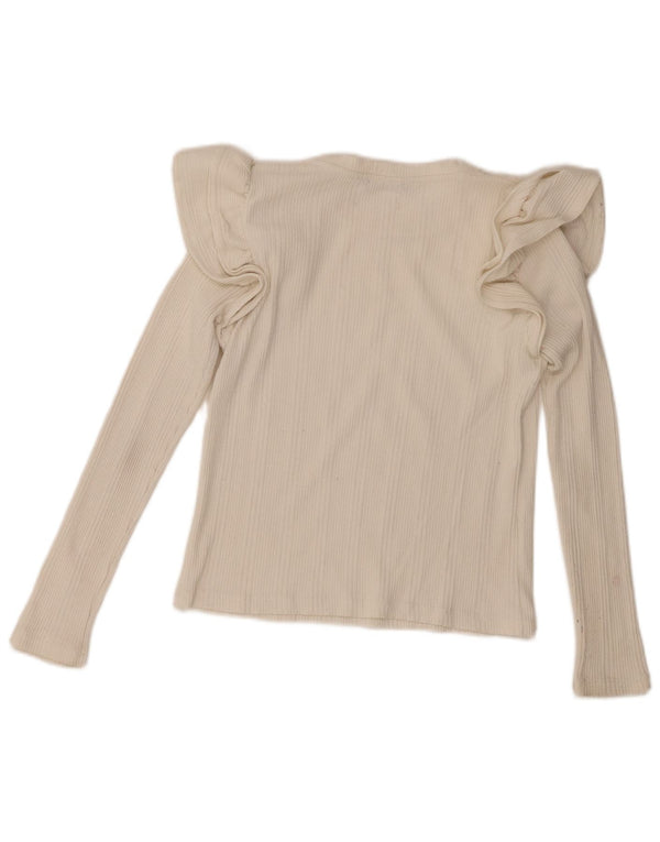 Zara ženski gornji dio dugih rukava s volanima UK 10 Small Off White