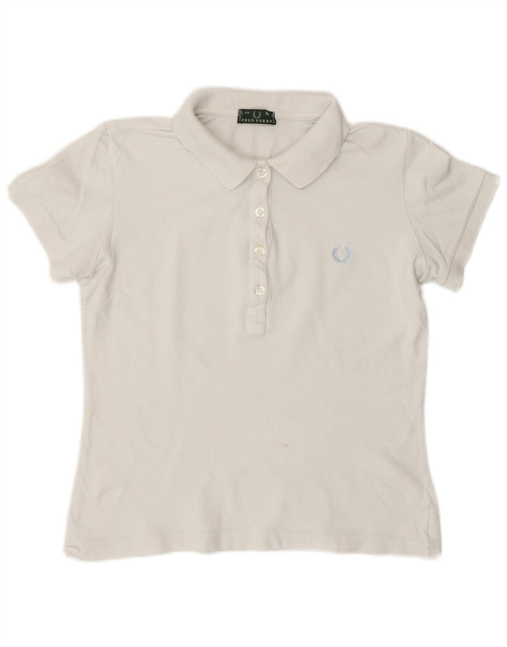 Fred Perry ženska skraćena polo majica UK 12 Srednje bijeli pamuk