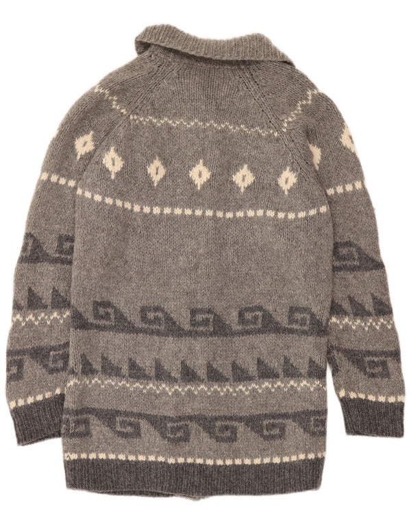 Evidence Ženski dugi kardigan pulover UK 10 Small Gray Fair Isle Wool