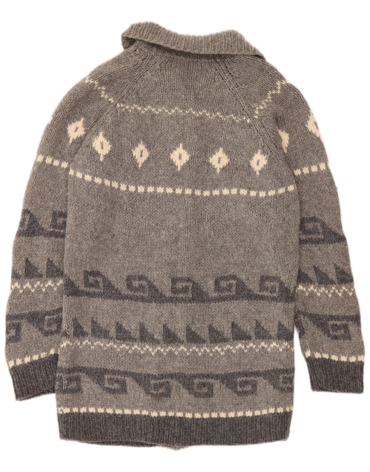 Evidence Ženski dugi kardigan pulover UK 10 Small Gray Fair Isle Wool