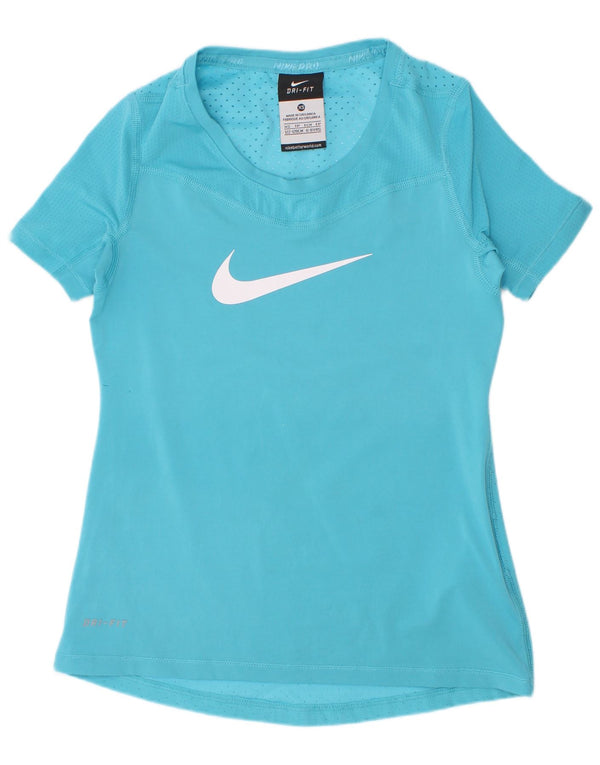 Nike Girls Graphic T-Shirt Top 6-7 Years XS Blue Poliester