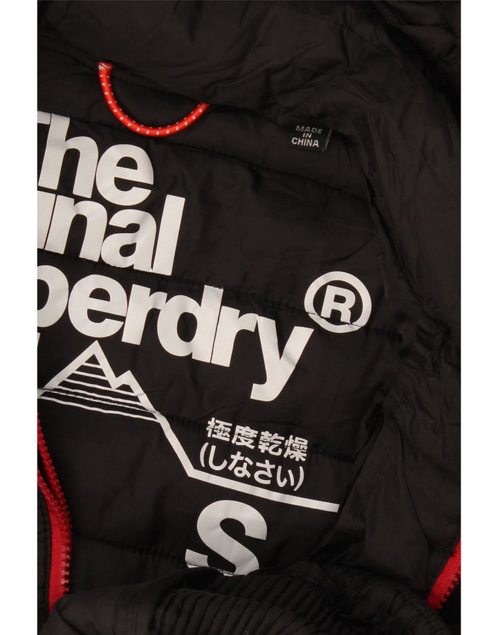 Superdry ženska podstavljena jakna s kapuljačom UK 10 Mali crni poliester