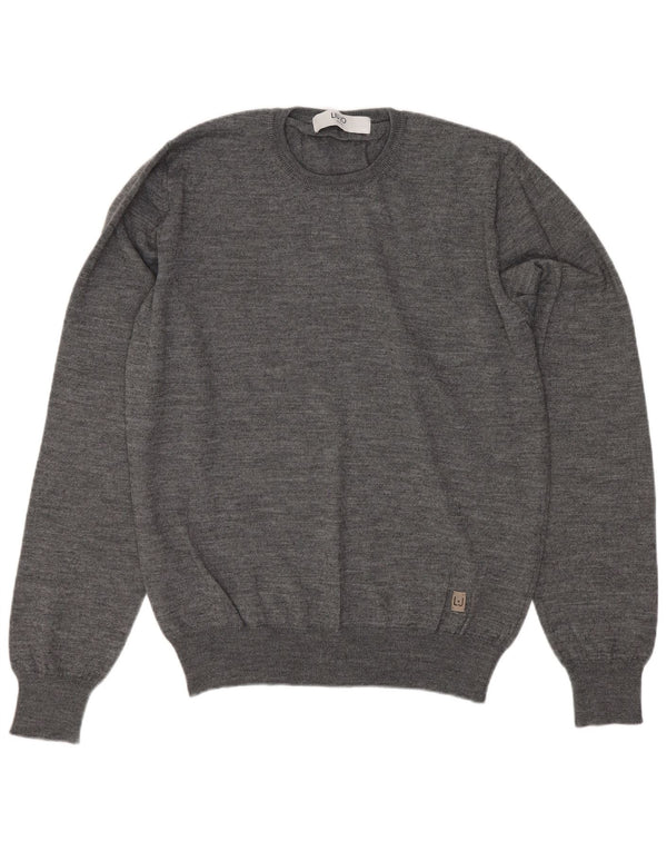 Liu Jo Womens Crew Neck Jumper Sweater UK 10 Small Grey Virgin Wool
