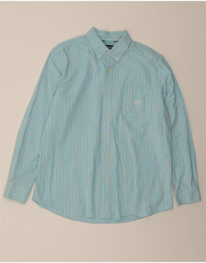 CHAPS Mens Shirt Large Blue Striped Cotton Vintage Chaps and Second-Hand Chaps from Messina Hembry 