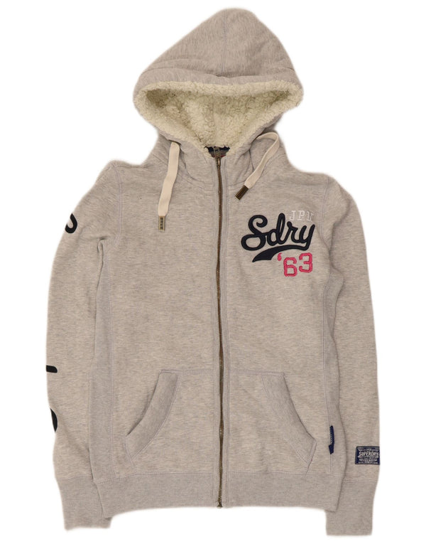 Superdry ženski džemper s kapuljačom s patentnim zatvaračem UK 12 srednje sivi pamuk