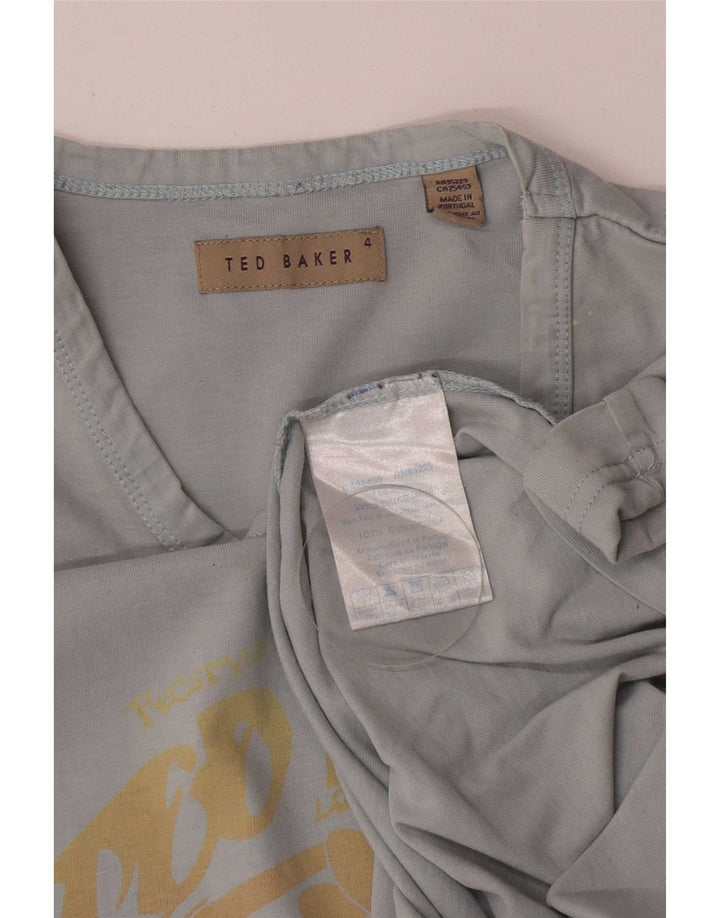 Ted Baker Muška grafička majica kratkih rukava, velika veličina 4, plavi pamuk